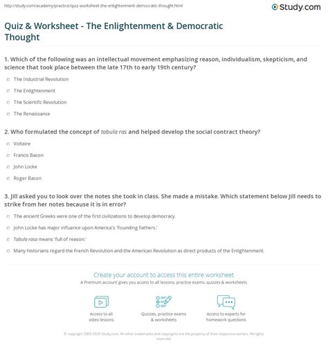 the enlightenment and democratic revolutions worksheet answers